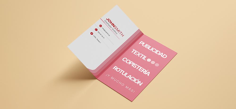 Tarjeta de visita doble con diseño corporativo y listado de servicios ideal para presentar tu marca.