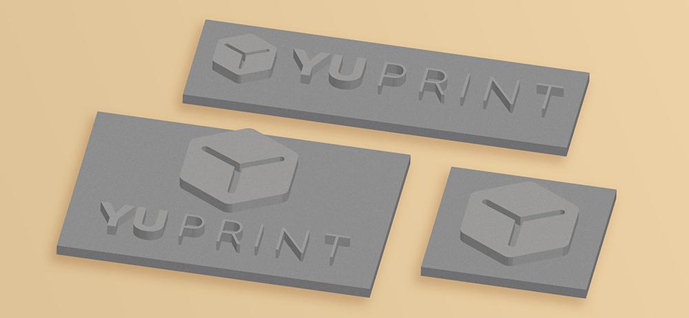 Tampón de impresión YUPrint en relieve gris, placas estampadas ideales para sellos personalizados profesionales.