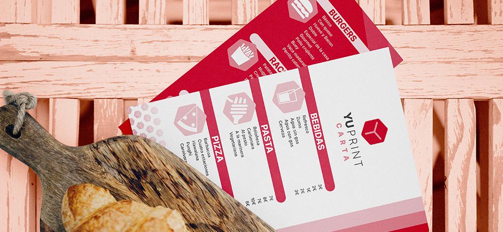 Cartas impresas personalizadas YUPrint con diseño profesional para restaurantes, cafeterías y bares.