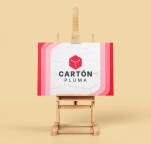 cartón pluma blanco YUPrint montado en caballete de madera
