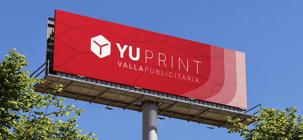 Valla publicitaria de gran formato YUPrint impresa en lona resistente para exteriores.