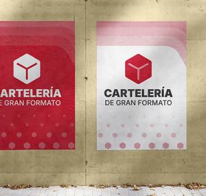 Carteles de gran formato YUPrint instalados en muro, impresión resistente y colores intensos.