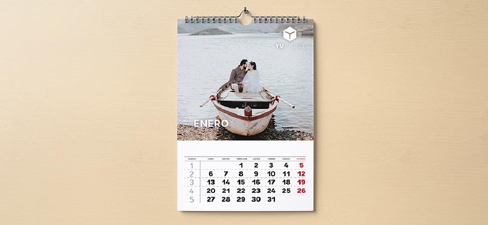 Calendario de pared personalizado con foto romántica para el mes de enero, impresión profesional en alta calidad